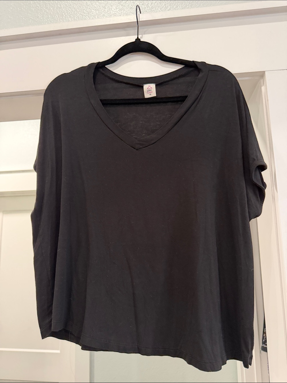 Women's Black V-Neck Relaxed Tee by
